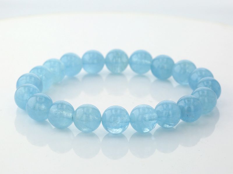 アクアマリン  （ブラジル産）　ブレスレット 10mm玉 No.12   [ 画像現物・一点物 ]  パワーストーン 天然石 FORESTBLUE フォレストブルー【7078】