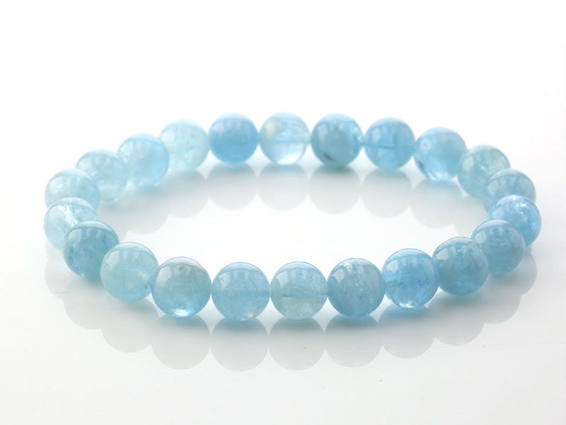 アクアマリン（ブラジル産） ブレスレット 9mm玉 No.4   [ 画像現物・一点物 ]  パワーストーン 天然石 FORESTBLUE フォレストブルー【7079】
