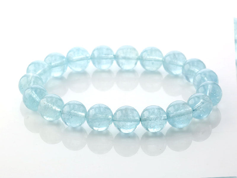 アクアマリン（ブラジル産） ブレスレット 10mm玉 No.14   [ 画像現物・一点物 ]  パワーストーン 天然石 FORESTBLUE フォレストブルー【7081】
