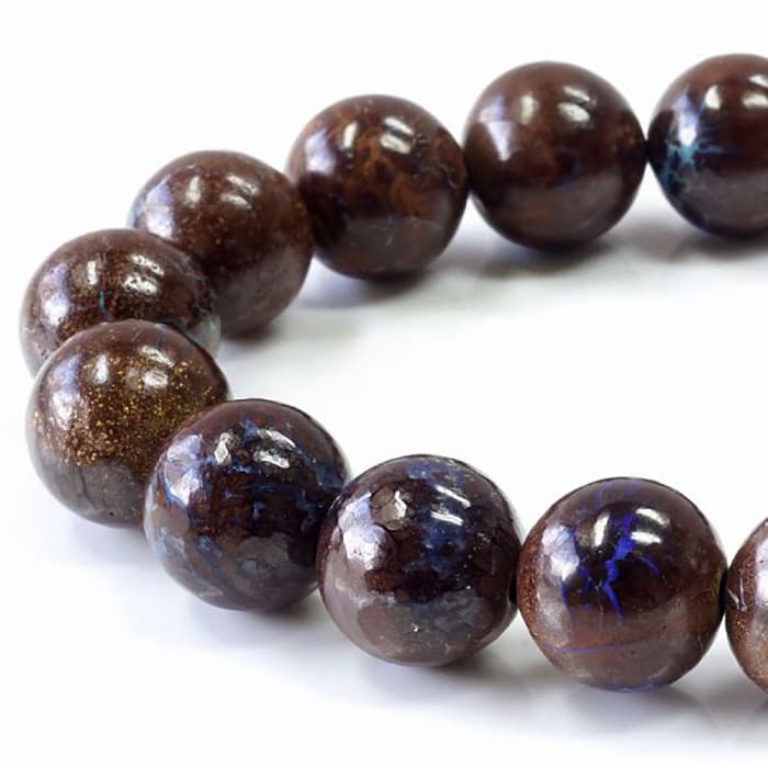 ボルダーオパール ブレスレット 12mm玉 No.6   [ 画像現物・一点物 ]  パワーストーン 天然石 FORESTBLUE フォレストブルー【7256】
