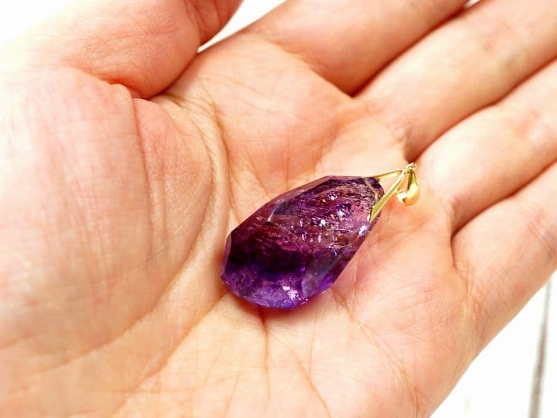 アメジストエレスチャル ペンダントトップ （18金イエローゴールド） No.17  [ 画像現物・一点物 ]  パワーストーン 天然石 FORESTBLUE フォレストブルー【7283】