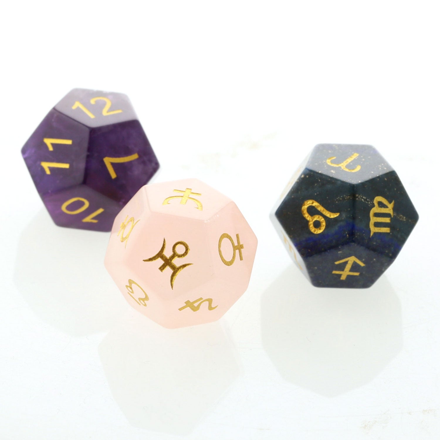 アストロダイス 3種セット（ローズクォーツ／アメジスト／ラピスラズリ）占星術ダイス - Astro Dice -