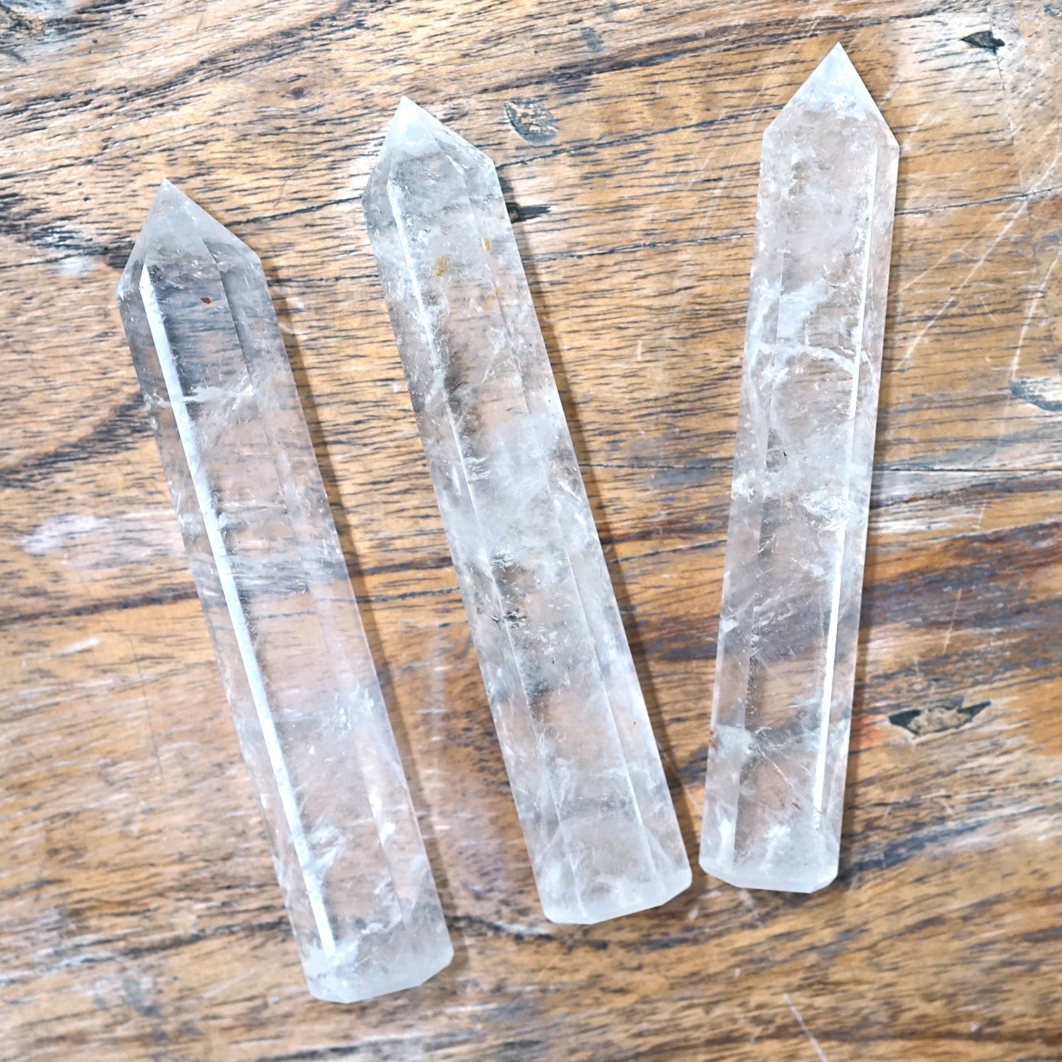 水晶 六角柱（クリスタルポイント）14-15cm ｜浄化・ヒーリング・風水アイテム