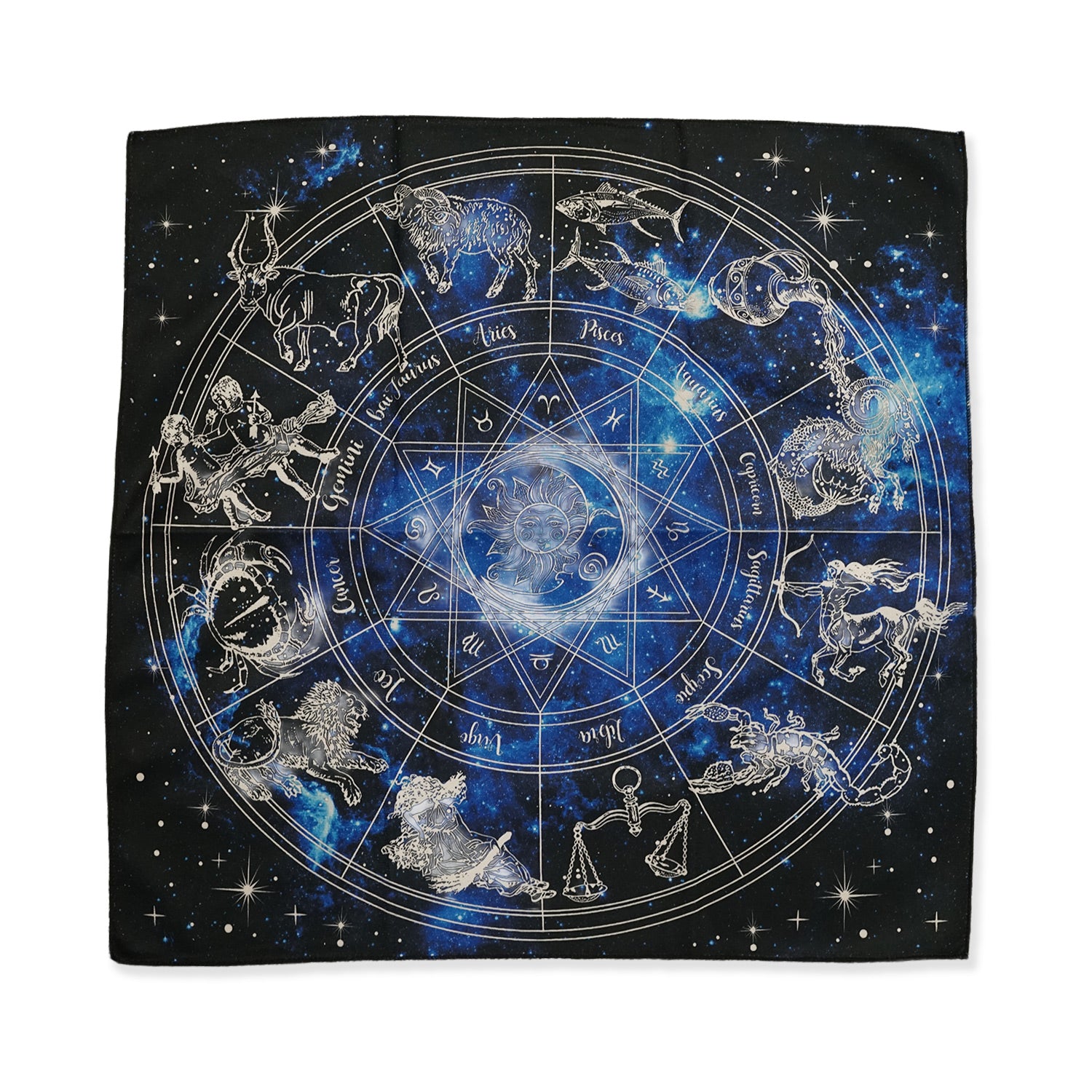 タロット／占い用クロス（12星座・フラワーオブライフ・六芒星など柄が選べる）50cm角