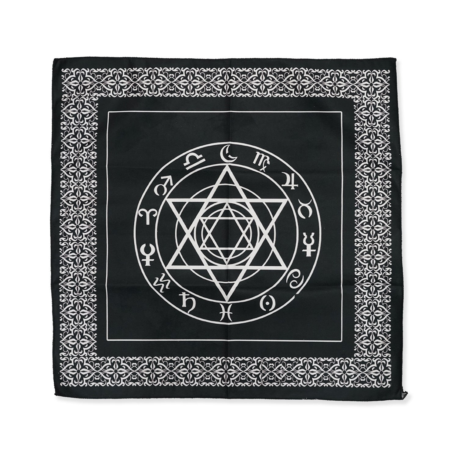 タロット／占い用クロス（12星座・フラワーオブライフ・六芒星など柄が選べる）50cm角