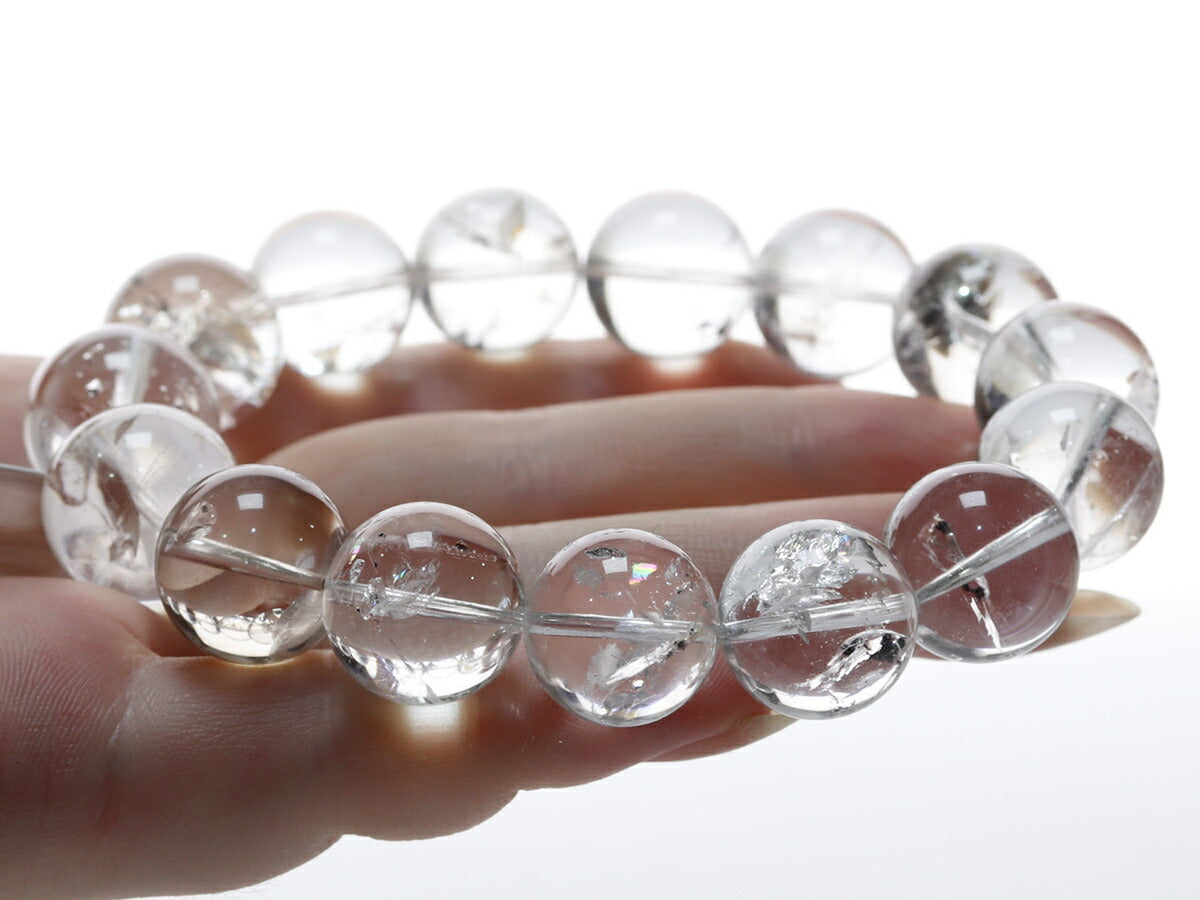 水入り水晶 ブレスレット 14mm玉 No.s-2105 （リーワン市場秘蔵） 取寄せ品 【クラス】  [ 画像現物・一点物 ]  パワーストーン 天然石 FORESTBLUE フォレストブルー【s-4405】