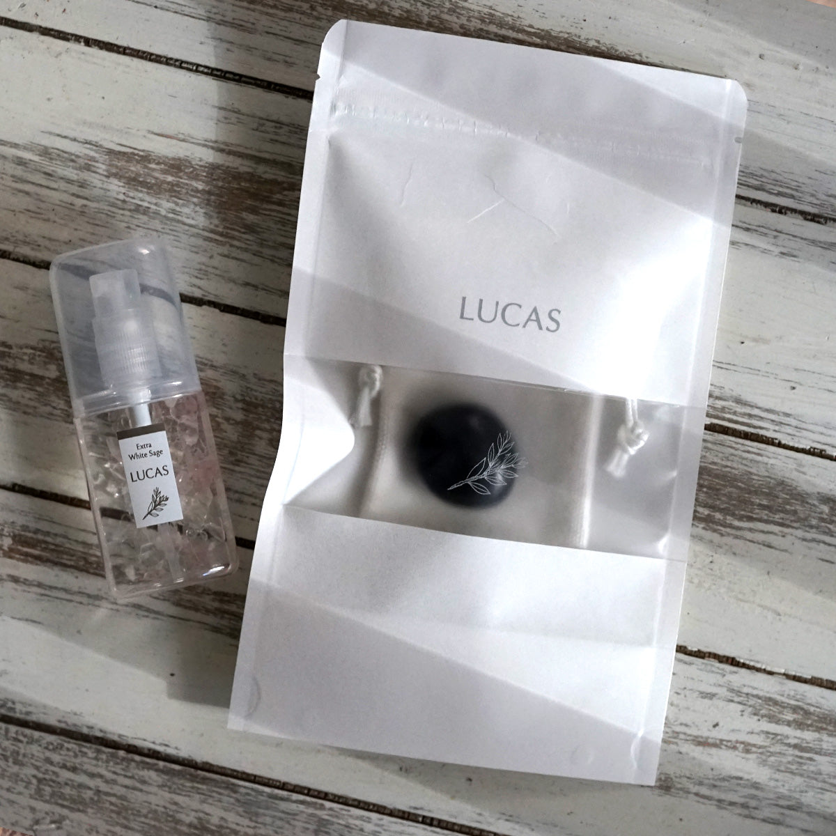 モリオン タリスマン【黒水晶　魔除け・霊除けのお守り】フラワーオブライフポーチ付き　※傷・欠け有